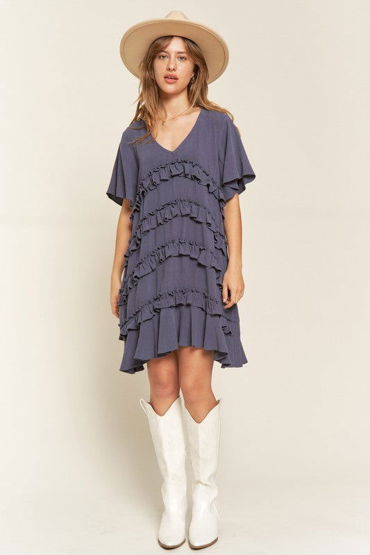 Tiered Ruffle Mini Dress us.meeeshop - 