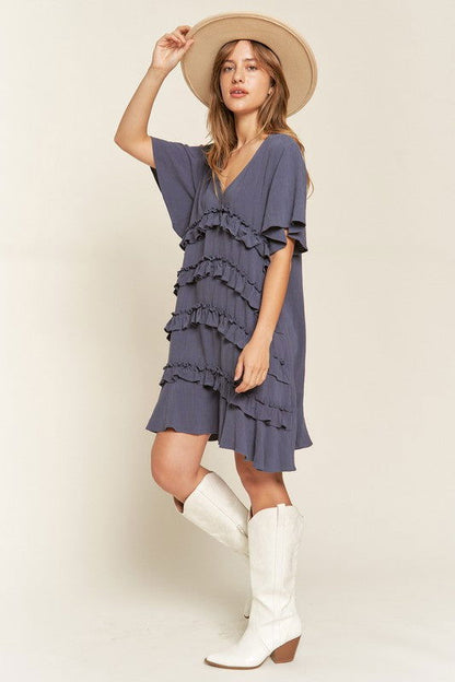 Tiered Ruffle Mini Dress us.meeeshop - 