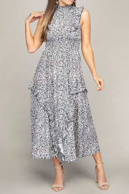 Tiered maxi dress with ruffle trim us.meeeshop - 