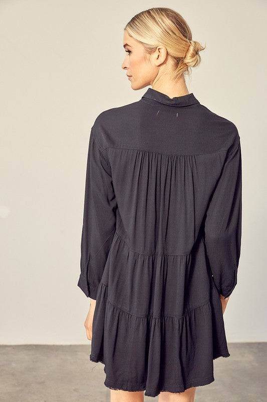 Tiered Mini Shirtdress - us.meeeshop