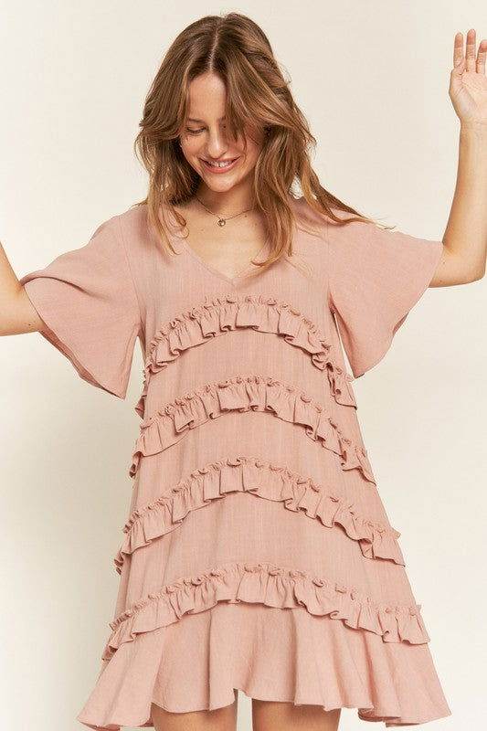 Tiered Ruffle Mini Dress - us.meeeshop