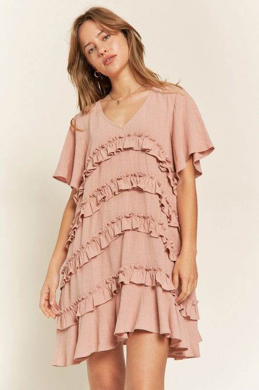 Tiered Ruffle Mini Dress - us.meeeshop