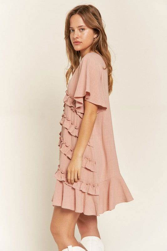 Tiered Ruffle Mini Dress - us.meeeshop