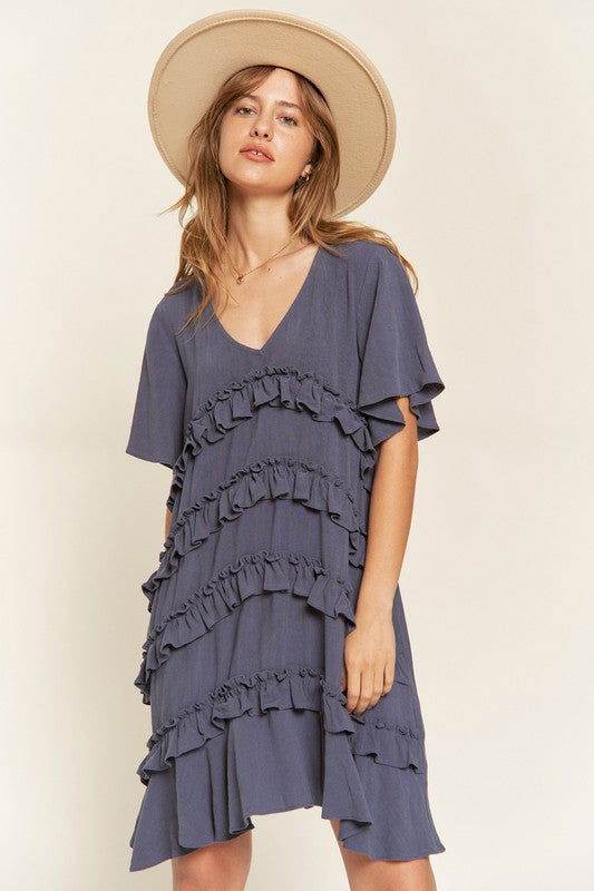 Tiered Ruffle Mini Dress - us.meeeshop