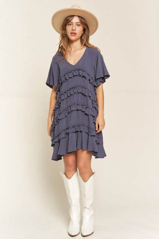 Tiered Ruffle Mini Dress - us.meeeshop