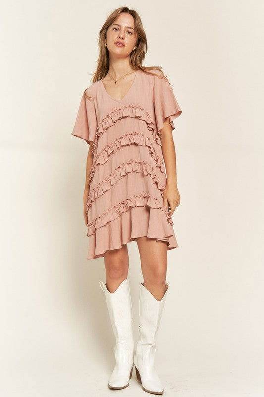 Tiered Ruffle Mini Dress - us.meeeshop