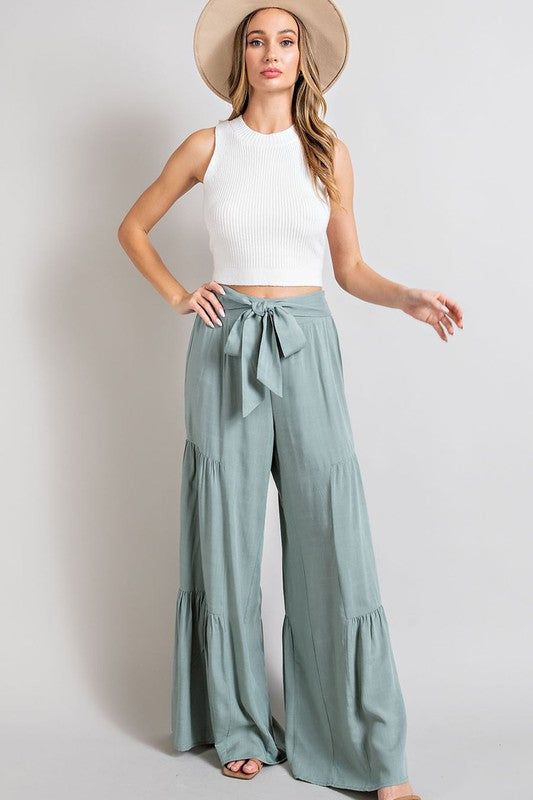 Tiered Wide Leg Pants - us.meeeshop