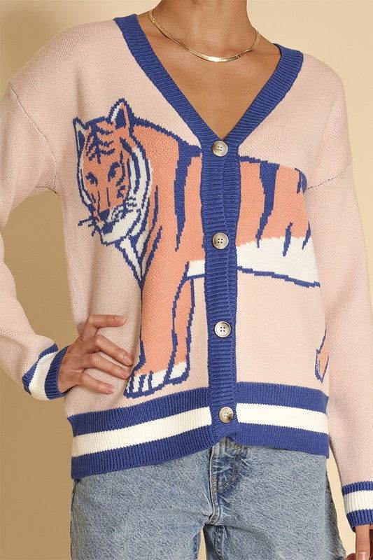 Tiger knit cardigan us.meeeshop - 