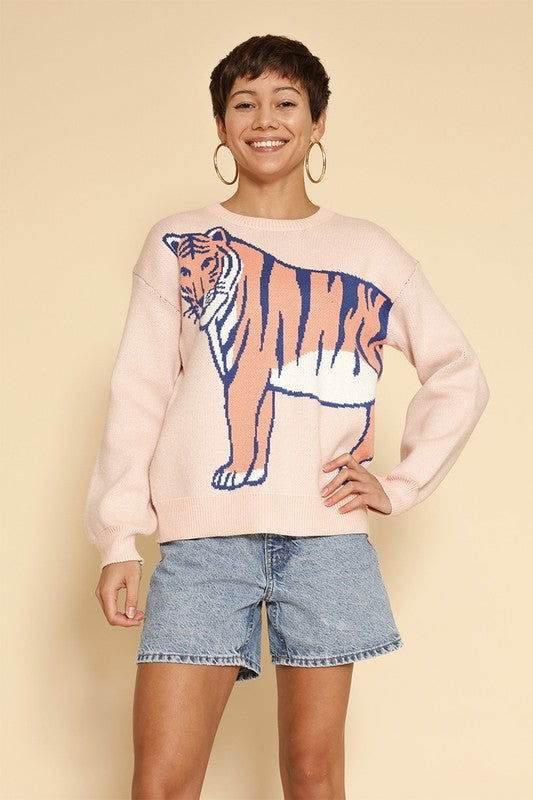 Tiger knit sweater us.meeeshop - 