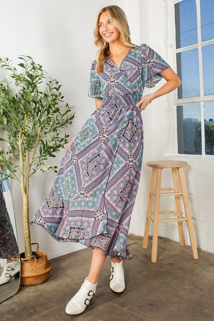 Tribal Maxi Wrap Dress with Waist Smoking us.meeeshop - 