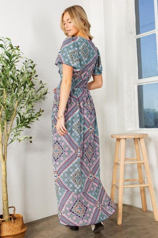 Tribal Maxi Wrap Dress with Waist Smoking us.meeeshop - 