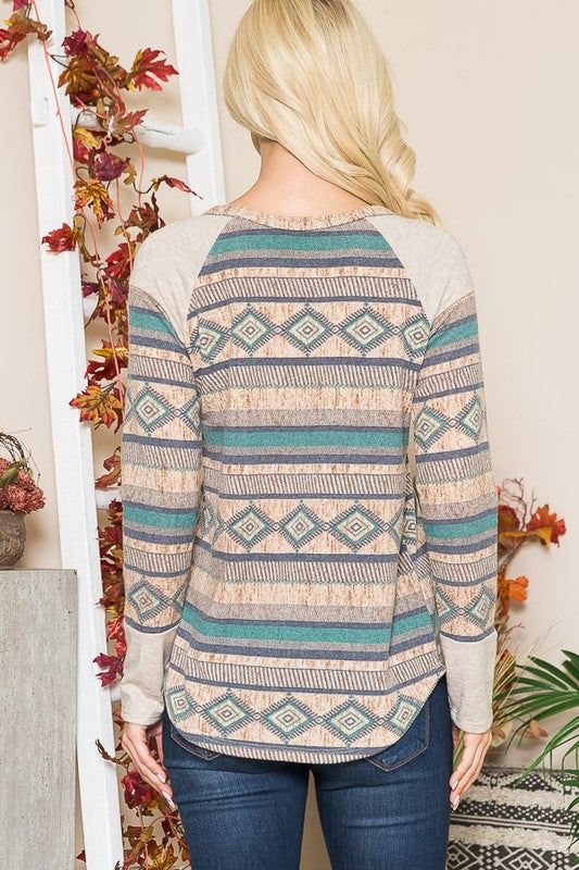 Tribal Print Sweater Knit us.meeeshop - 