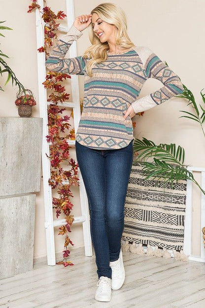 Women's Tribal Print Sweater Knit - us.meeeshop