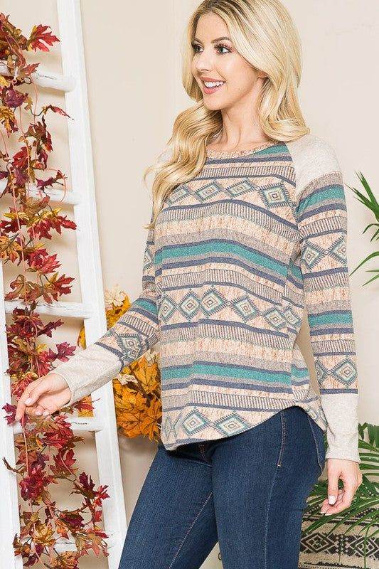 Tribal Print Sweater Knit - us.meeeshop