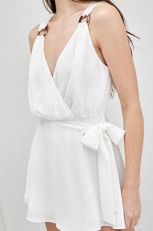 Trim Detail Side Tie Romper - us.meeeshop