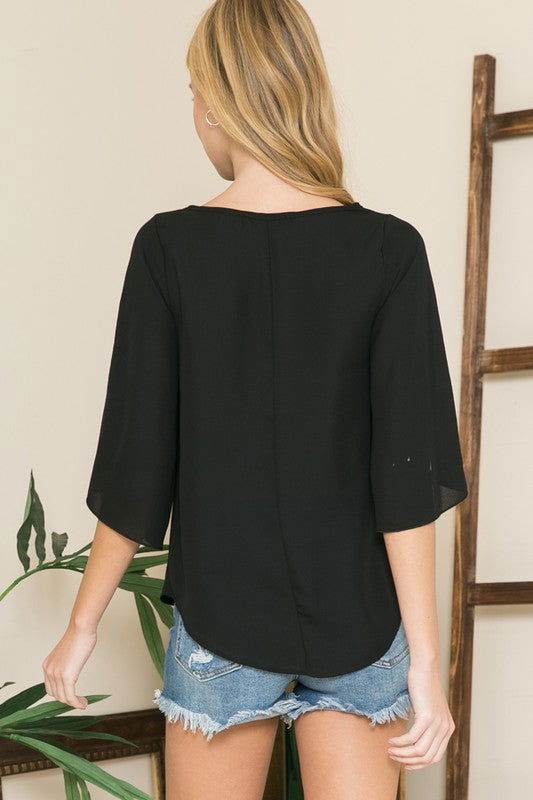 Tulip Sleeve Woven Blouse - us.meeeshop