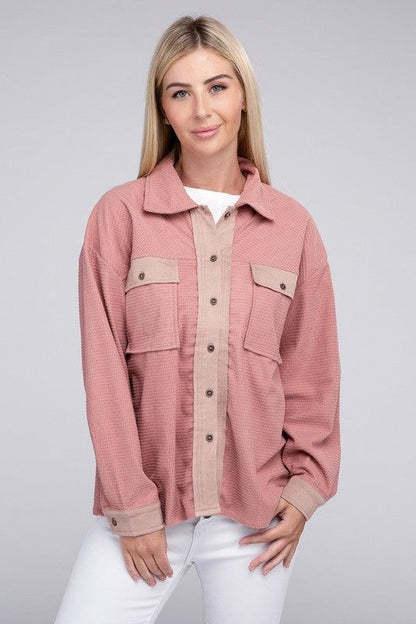 Two Tone Flap Pocket Shirt us.meeeshop - 