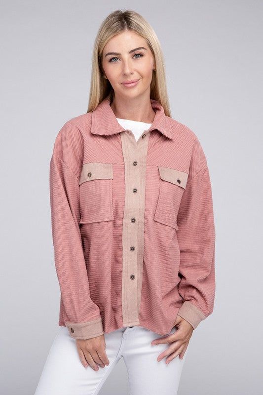 Women's Two Tone Flap Pocket Shirt - us.meeeshop