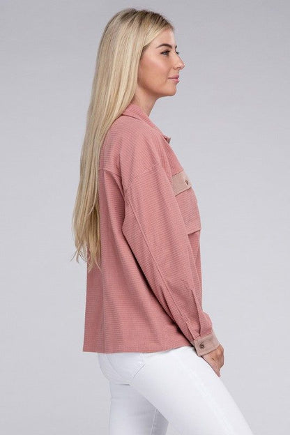 Women's Two Tone Flap Pocket Shirt - us.meeeshop