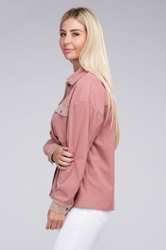 Women's Two Tone Flap Pocket Shirt - us.meeeshop