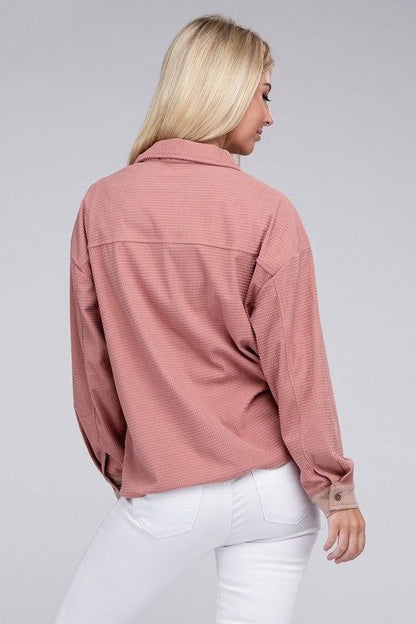 Women's Two Tone Flap Pocket Shirt - us.meeeshop