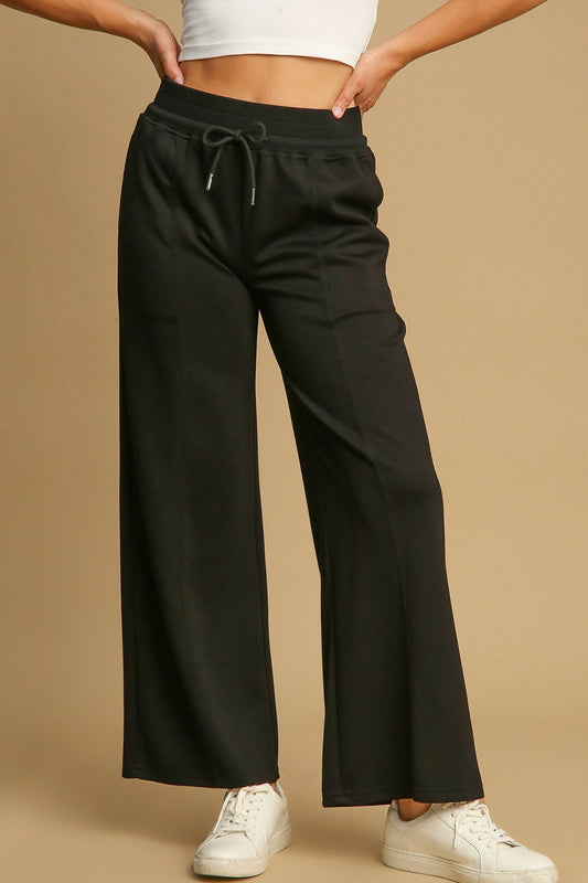 Umgee Drawstring Wide Leg Pants with Pockets - Black us.meeeshop - Pants