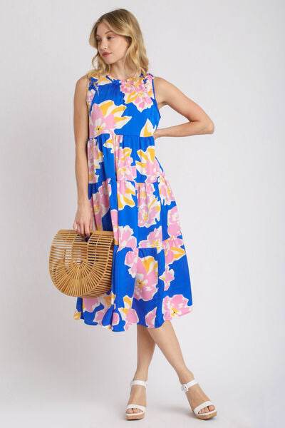 Umgee Floral Tiered Midi Tank Dress Plus Size - us.meeeshop