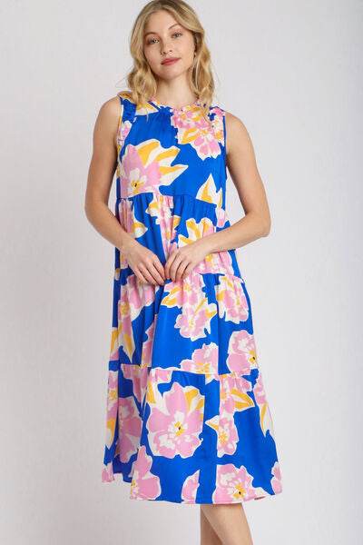 Umgee Floral Tiered Midi Tank Dress Plus Size - us.meeeshop