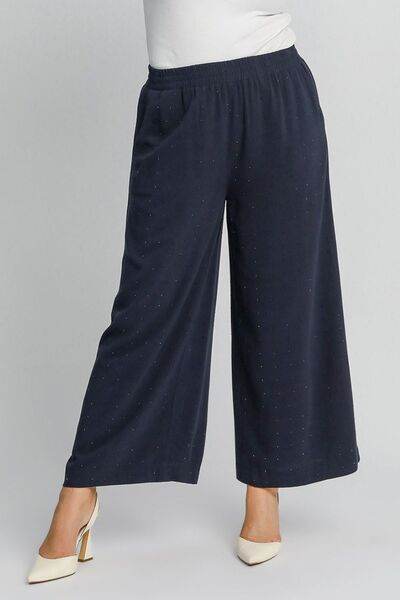 Umgee High Waisted Embellished Linen Pants Plus Size - us.meeeshop