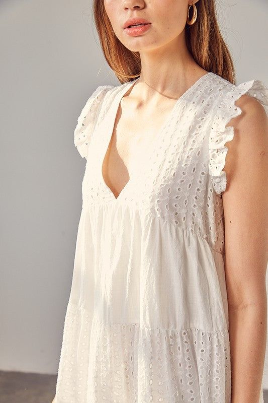 V Neck Eyelet Dress us.meeeshop - 