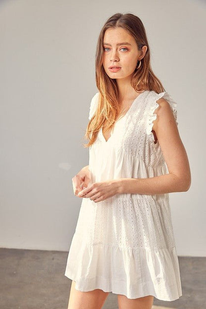 V Neck Eyelet Dress us.meeeshop - 