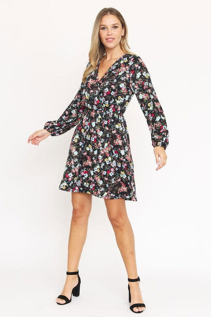 V-Neck Flowy Floral Mini Dress us.meeeshop - 