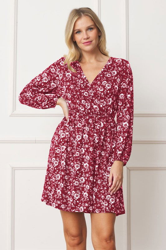 V-Neck Flowy Floral Mini Dress us.meeeshop - Dresses