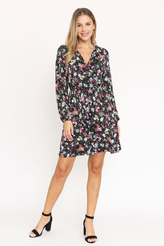 V-Neck Flowy Floral Mini Dress us.meeeshop - 