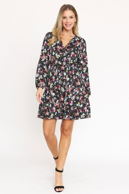 V-Neck Flowy Floral Mini Dress us.meeeshop - 