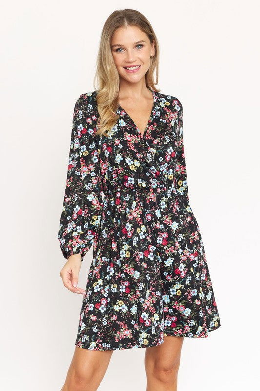 V-Neck Flowy Floral Mini Dress us.meeeshop - 