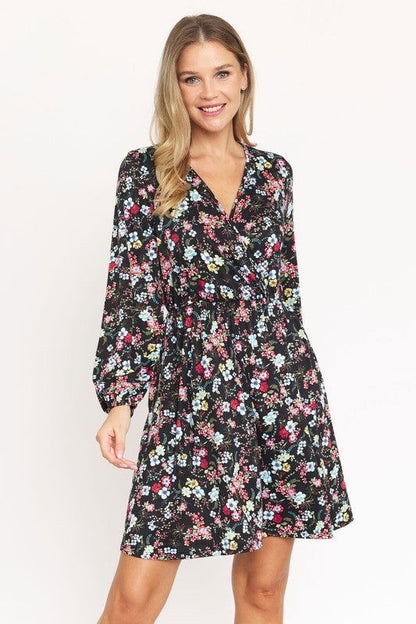 V-Neck Flowy Floral Mini Dress us.meeeshop - 