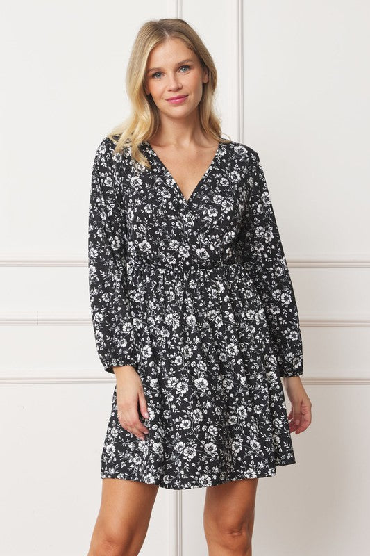 V-Neck Flowy Floral Mini Dress us.meeeshop - 