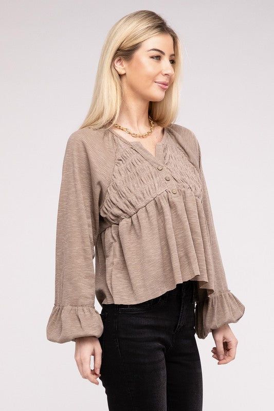 V Neck Frilled Peplum Top us.meeeshop - 