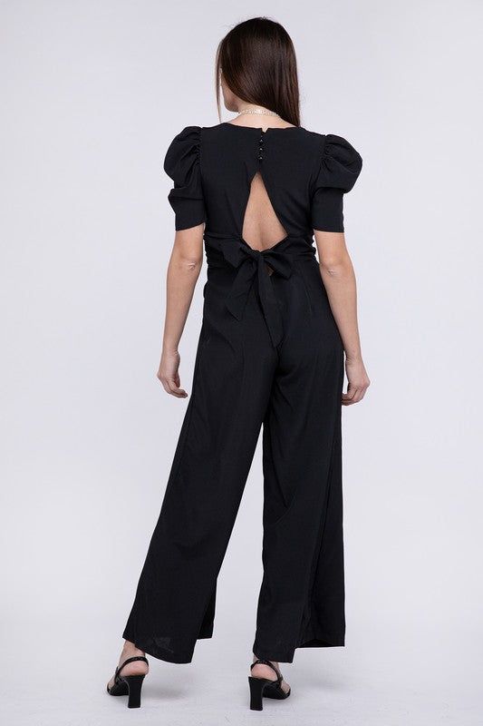 V Neck Puff Sleevw Jumpsuit us.meeeshop - 