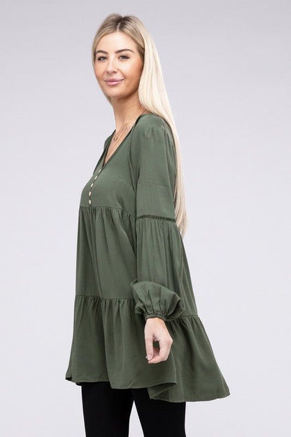 V Neck babydoll Tiered Dress us.meeeshop - 