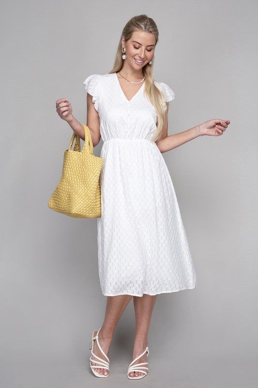 V neck embroidered eyelet dress us.meeeshop - Dresses