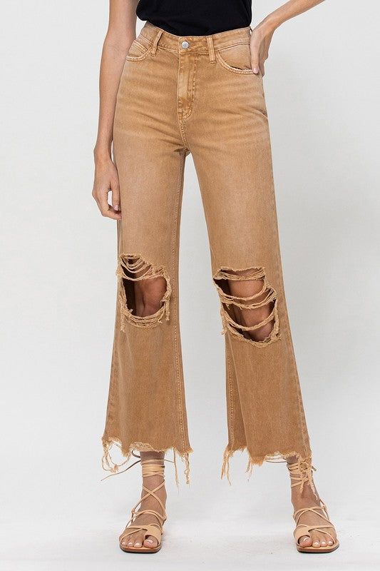 VERVET 90's Vintage Crop Flare Jeans us.meeeshop - Pants