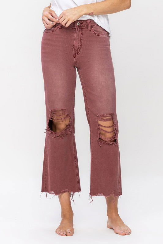 VERVET 90's Vintage High Rise Crop Flare Jeans us.meeeshop - Pants