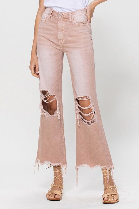 VERVET 90s Vintage Crop Flare Jeans us.meeeshop - Pants