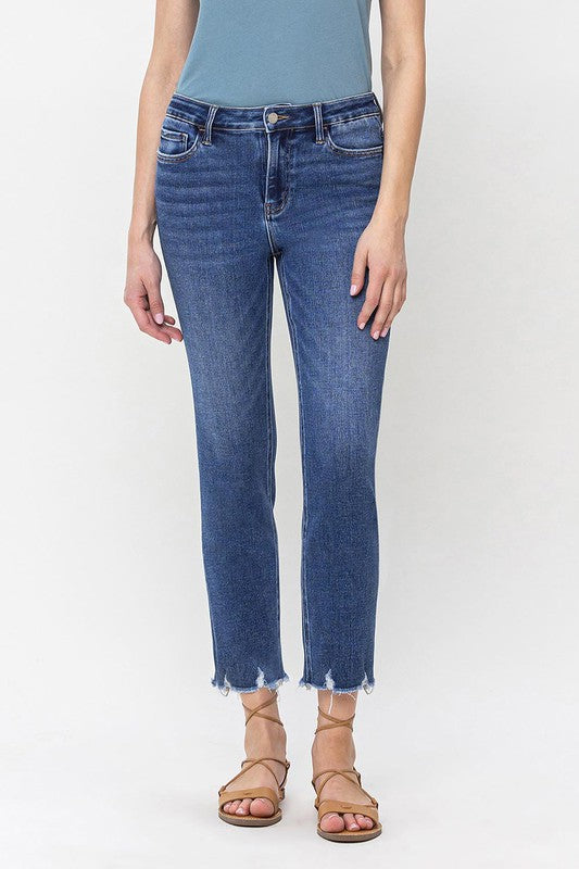 VERVET High Rise Crop Slim Straight Jeans | us.meeeshop