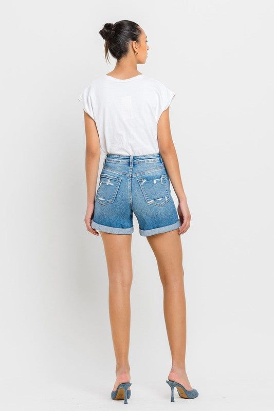 VERVET High Rise Double Cuff Shorts us.meeeshop - 