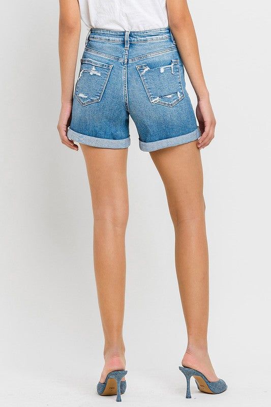 VERVET High Rise Double Cuff Shorts us.meeeshop - 