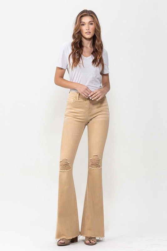 VERVET High Rise Flare Jeans In Dew Drop us.meeeshop - Pants