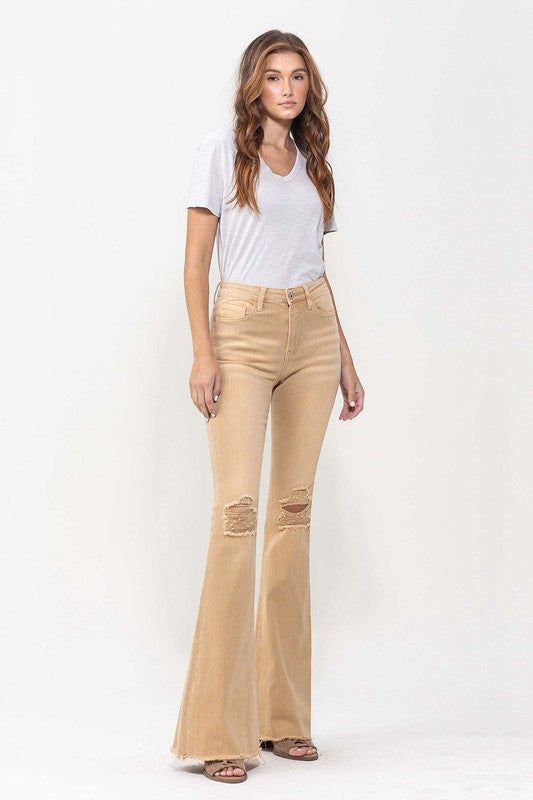 VERVET High Rise Flare Jeans In Dew Drop us.meeeshop - 